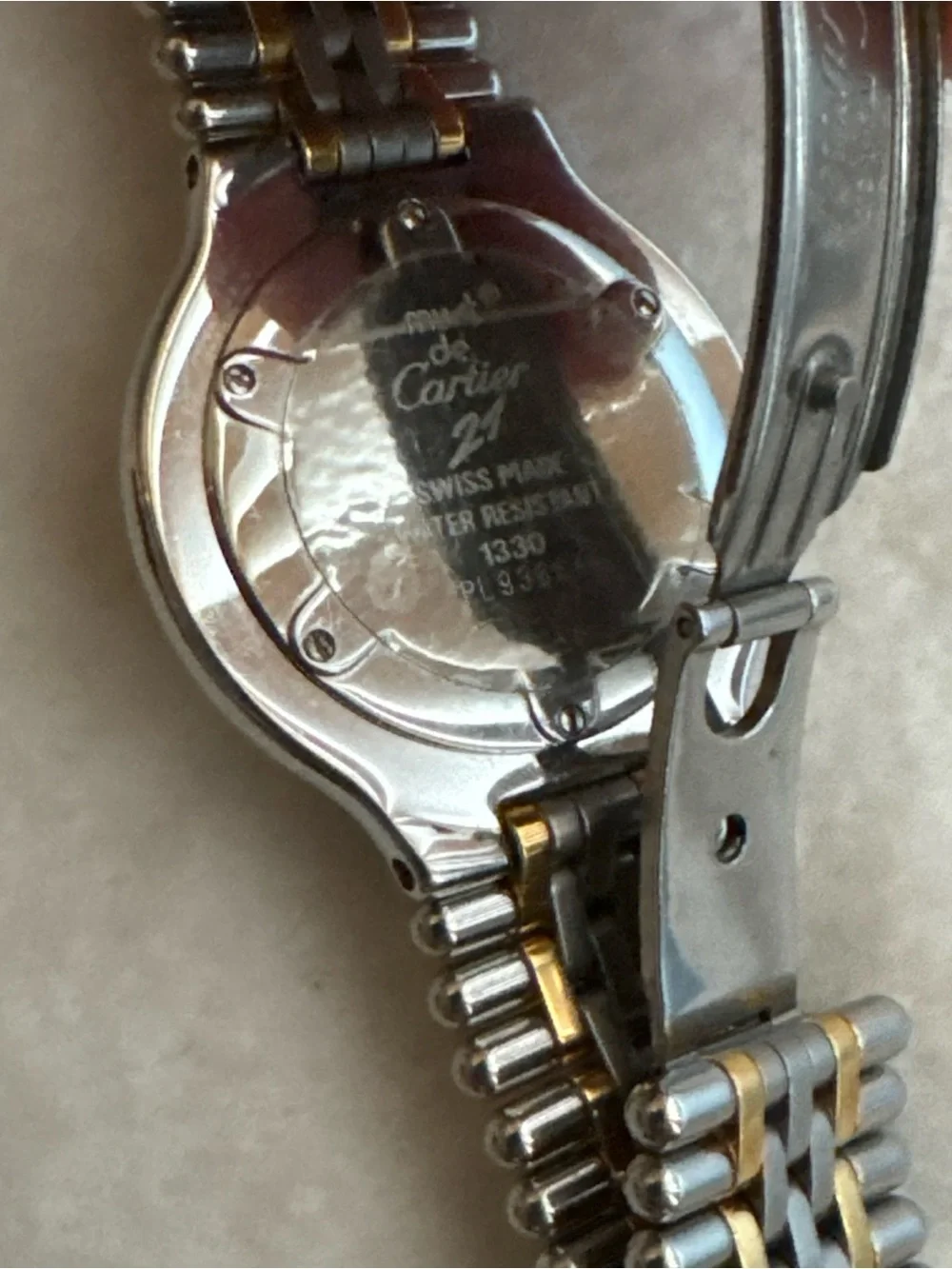 Cartier Two-Tone Silver and Gold Roman Numeral Women's Watch 1330 - Picture 5 of 5